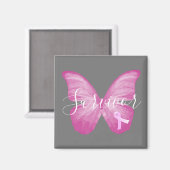 Pink Butterfly Brustkrebs Überleben Magnet (Vorderseite/Rückseite)