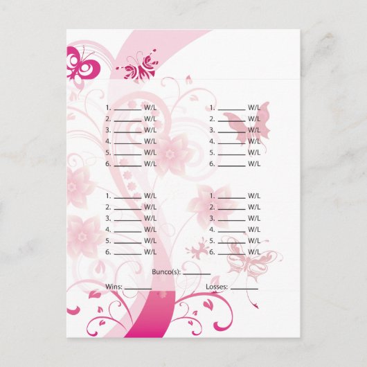 Pink Butterfly Bunccard/Sheet Postkarte (Vorderseite)