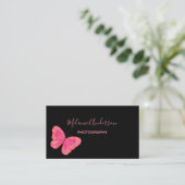 Pink Butterfly Business Card Visitenkarte (Stehend Vorderseite)