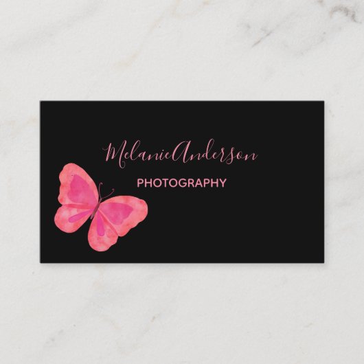Pink Butterfly Business Card Visitenkarte (Vorderseite)