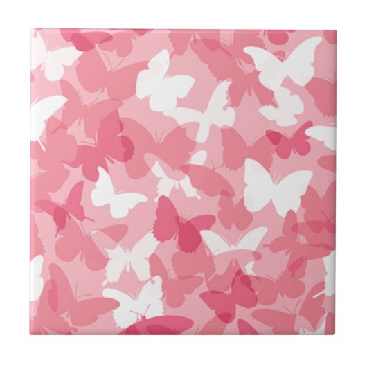 Pink Butterfly Camouflage Fliese (Vorderseite)