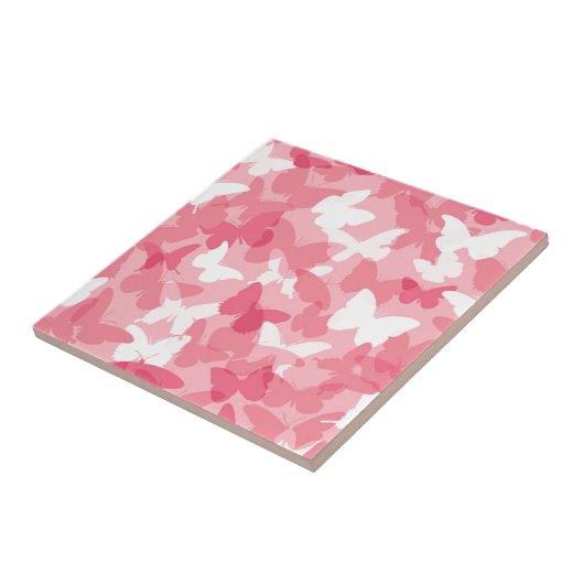 Pink Butterfly Camouflage Fliese (Seite)