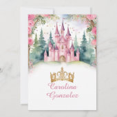 Pink Butterfly Castle Her Royal Five-ness Birthday Einladung (Rückseite)