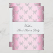 Pink Butterfly Classy 16 . Geburtstag Party Einladung (Vorne/Hinten)