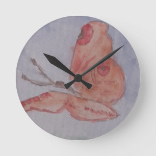 Pink Butterfly Clock Runde Wanduhr