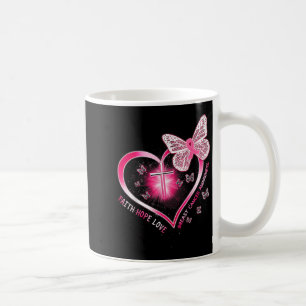 Pink Butterfly Cross Faith Hope Liebe Brustkrebs Kaffeetasse