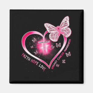 Pink Butterfly Cross Faith Hope Liebe Brustkrebs Magnet