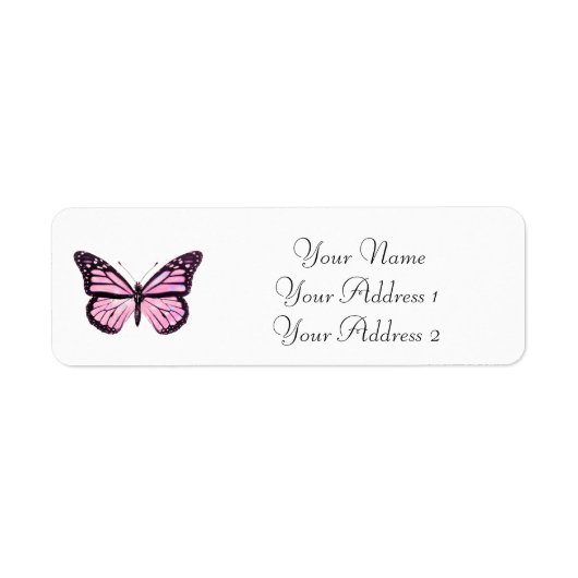 Pink Butterfly Custom Address Labels (Vorne)