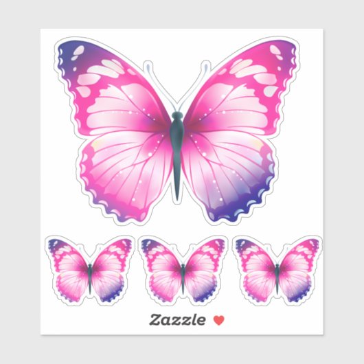 Pink Butterfly Custom Vinyl Sticker (Blatt)