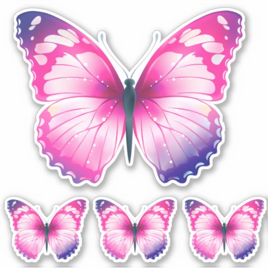 Pink Butterfly Custom Vinyl Sticker (Vorderseite)