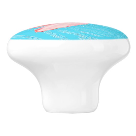 Pink Butterfly Cyan Keramik Pull Keramikknauf (Seitenansicht)