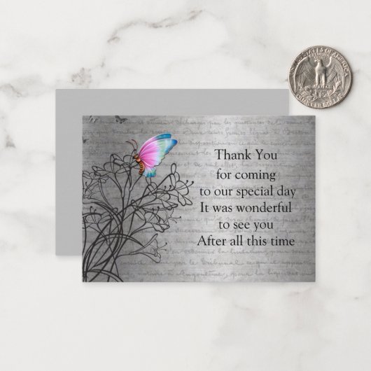 Pink Butterfly Danke Karte (Vorderseite/Rückseite Beispiel)