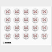 Pink Butterfly Danke Stickers (Blatt)