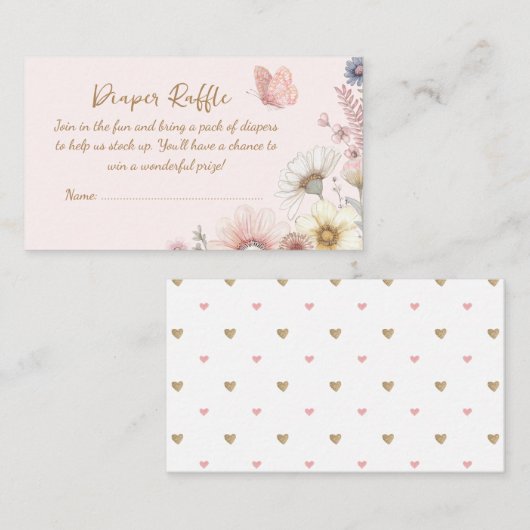 Pink Butterfly Diaper Umschließkarte Begleitkarte (Vorne/Hinten)