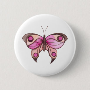 Pink Butterfly Extravagant Button