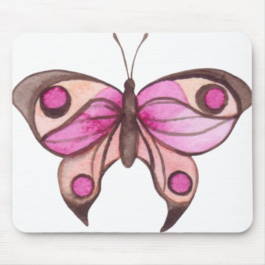 Pink Butterfly Extravagant Mousepad (Vorne)