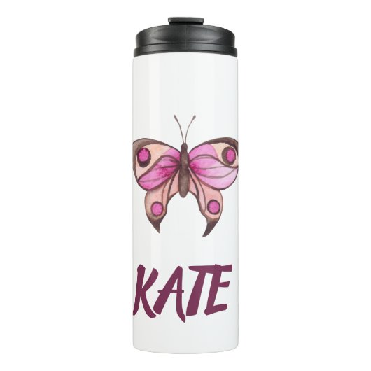 Pink Butterfly Extravagant Thermosbecher (Vorderseite)