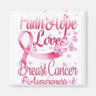 Pink Butterfly Faith Hope Liebe Brustkrebs Magnet