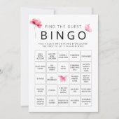 Pink Butterfly Finde die Gast Bingo Game Card Einladung (Vorderseite)