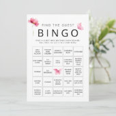 Pink Butterfly Finde die Gast Bingo Game Card Einladung (Stehend Vorderseite)