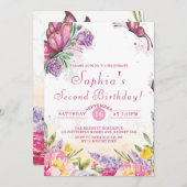 Pink Butterfly Flora Geburtstag Einladung (Vorne/Hinten)