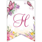 Pink Butterfly Flora Geburtstag Wimpelkette (Zweite Fahne)