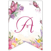 Pink Butterfly Flora Geburtstag Wimpelkette (Dritte Fahne)