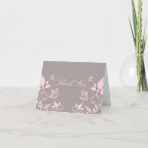 Pink Butterfly Floral Danke Karte
