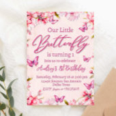 Pink Butterfly Floral Girl Geburtstag Einladung