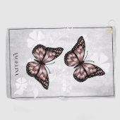 Pink Butterfly Floral Golf Handtuch (Horizontal)