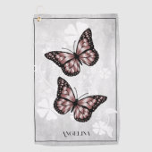 Pink Butterfly Floral Golf Handtuch (Vorderseite)