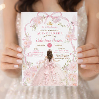 Pink Butterfly Floral mis Quince Sweet 16 Einladung