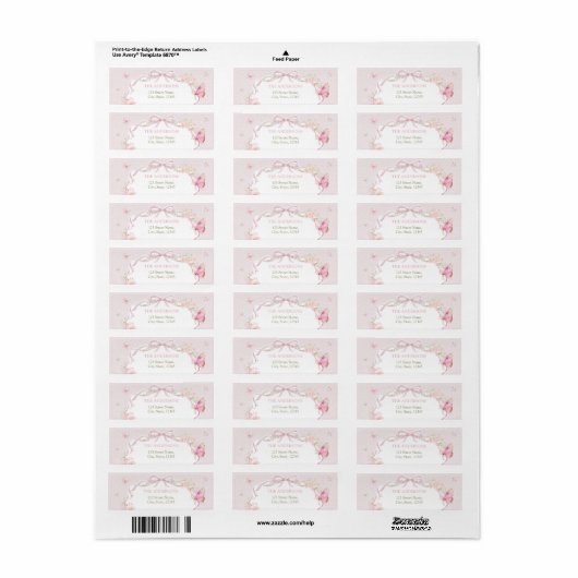 Pink Butterfly Floral Return Address Label (Vorne)