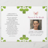 Pink Butterfly Foto Beerdigung-Gedenkprogramm (Vorderseite)