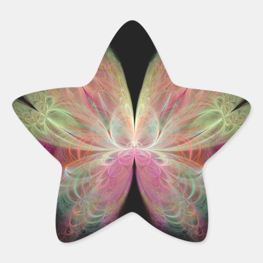Pink Butterfly-Fraktal Stern-Aufkleber (Vorderseite)
