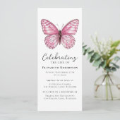 Pink Butterfly Funerly Digital Evite Einladung (Stehend Vorderseite)