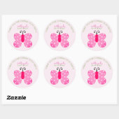 Pink Butterfly Gastgeschenk Danke Stickers (Blatt)