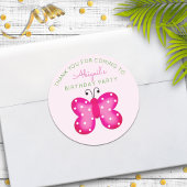 Pink Butterfly Gastgeschenk Danke Stickers