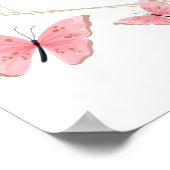 Pink Butterfly Geburtstag Begrüßungszeichen Poster (Ecke)