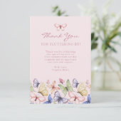 Pink Butterfly Geburtstag Dankeskarte (Stehend Vorderseite)