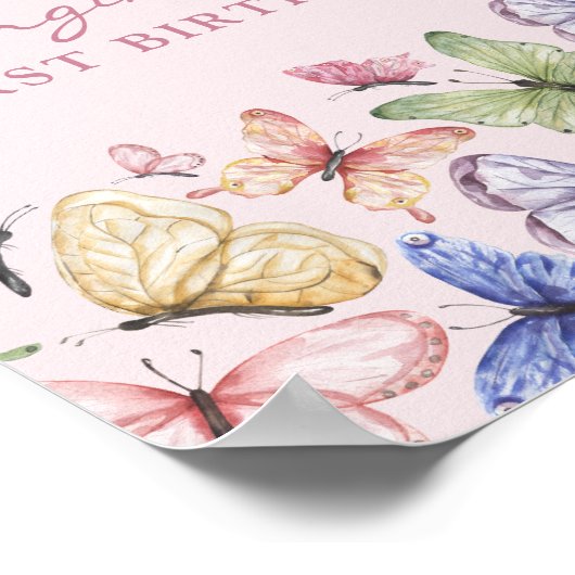 Pink Butterfly Geburtstag Poster (Ecke)