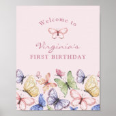 Pink Butterfly Geburtstag Poster (Vorne)
