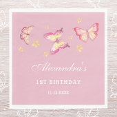 Pink Butterfly Girl 1. Geburtstag Party Serviette