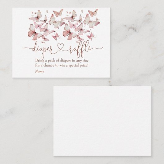 Pink Butterfly Girl Dusche Windelwanne Windelwanne Begleitkarte (Vorne/Hinten)