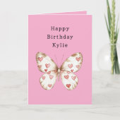 Pink Butterfly Herz Geburtstag Karte (Vorderseite)