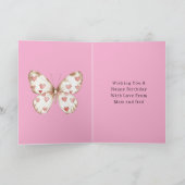 Pink Butterfly Herz Geburtstag Karte (Innenseite)
