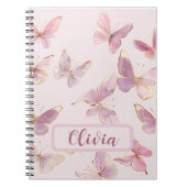 Pink Butterfly Kids Personalisiertes Notebook Notizblock (Vorderseite)