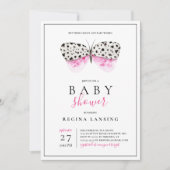 Pink Butterfly Kisses Baby Dusche Einladung (Vorderseite)