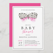 Pink Butterfly Kisses Baby Dusche Einladung (Vorne/Hinten)
