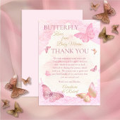Pink Butterfly Kisses Girl Baby Dusche Dankeskarte